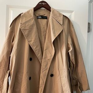 Zara Tan Double-Breasted Women's Trench Coat